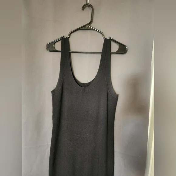 The Drop Dress, Women's Large Black The Drop Ribbed Midi Tank Dress - Picture 2 of 7